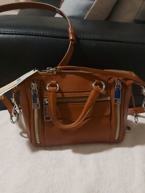 Rebecca Minkoff Tan Leather Satchel with Silver Hardware